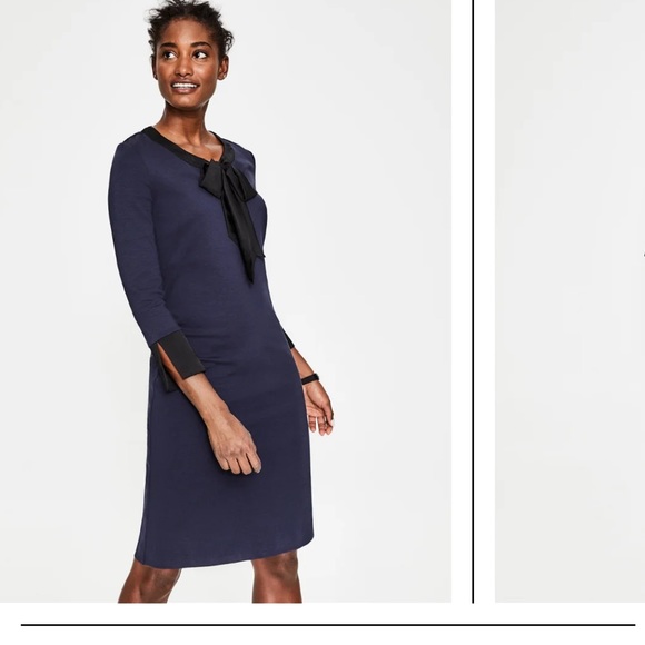 Boden Dresses & Skirts - NWT Boden Navy and black‎ satin trim bow size 10R